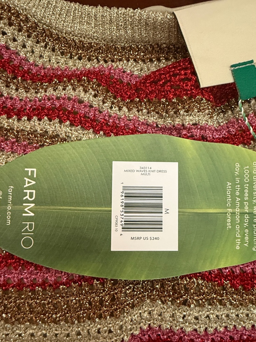 FARM Rio Halter Knit Mini Dress in cream and Raspberry. - Picture 4 of 6